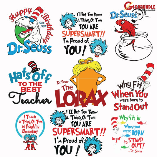 Dr Seuss Bundle Svg Dr Quotes Png Dxf Eps