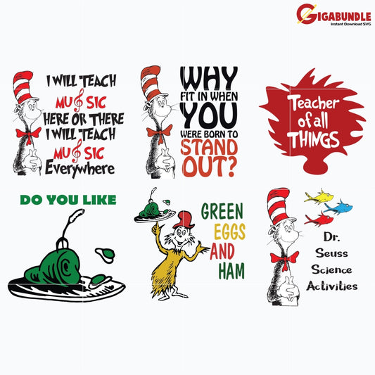 Dr Seuss Bundle Svg Dr Quotes Png Dxf Eps