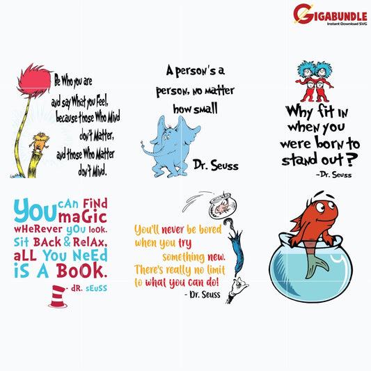 Dr Seuss Bundle Svg Dr Quotes Png Dxf Eps