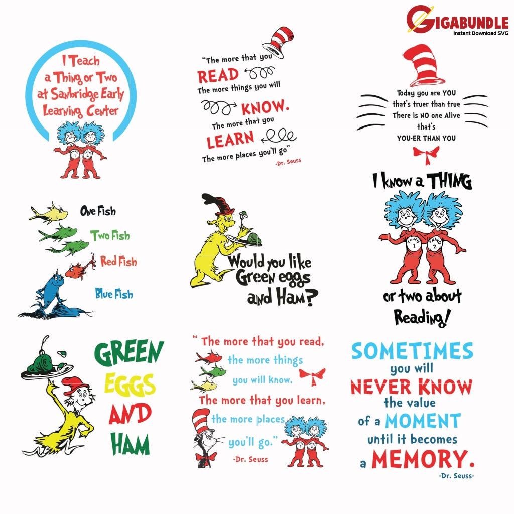 Dr seuss bundle svg, dr seuss svg, dr seuss quotes svg, png, dxf, eps ...