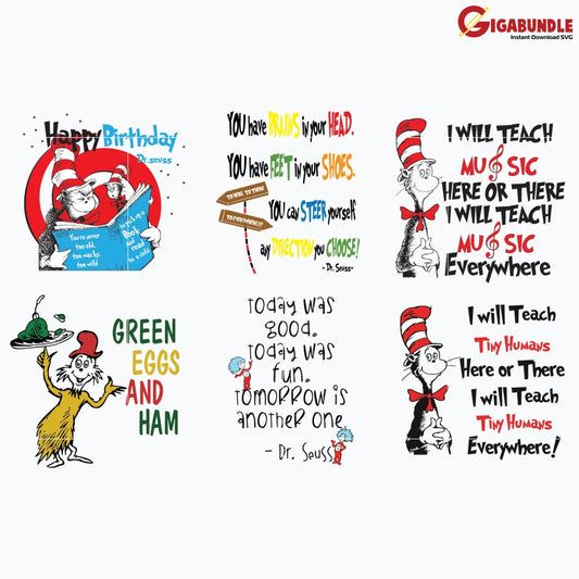 Dr Seuss Bundle Svg Dr Quotes Png Dxf Eps