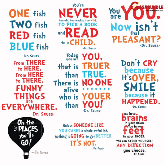 Dr Seuss Bundle Svg Dr Quotes Png Dxf Eps