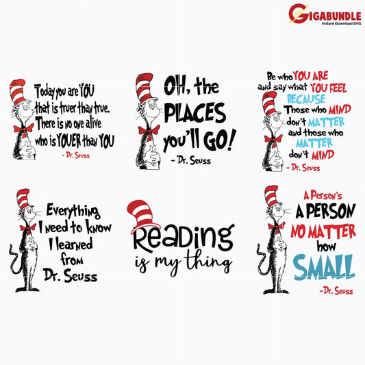 Dr Seuss Bundle Svg Dr Quotes Png Dxf Eps