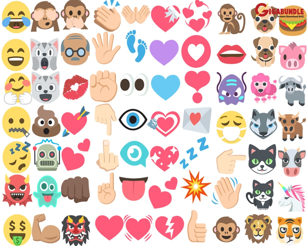 Emoji Svg Collection Files Clipart Smiley Faces Emojis Cut Printable Emoji Bundle