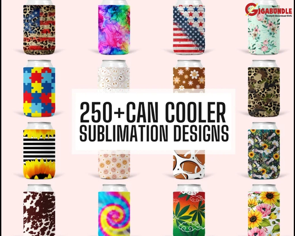Fabric Can Cooler Sublimation Designs Bundle Beer Cozies Cosies Stubby Holders Template Mega Png