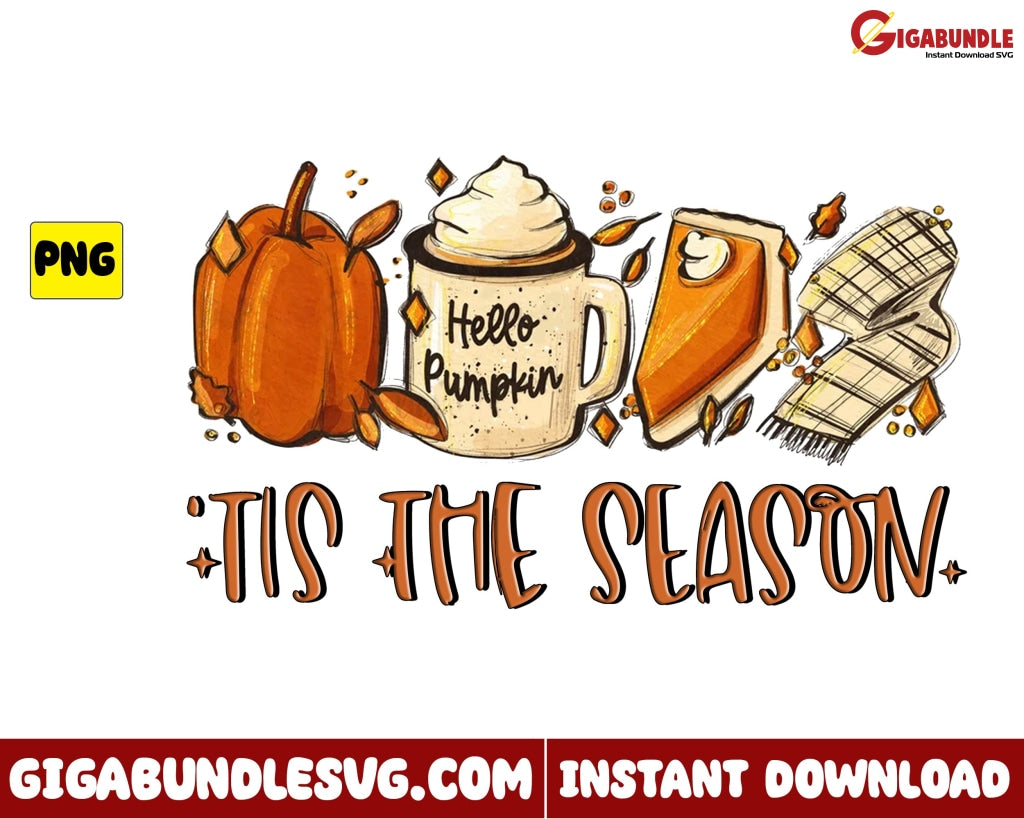 Fall And Halloween Png Tis The Season Retro - Instant Download