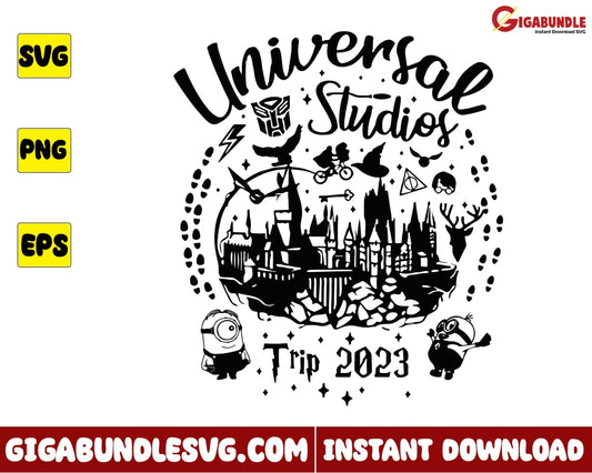 Family Vacation 2023 Svg Universal Studios Minions Harry Potter Jurassic Park Disney - Instant