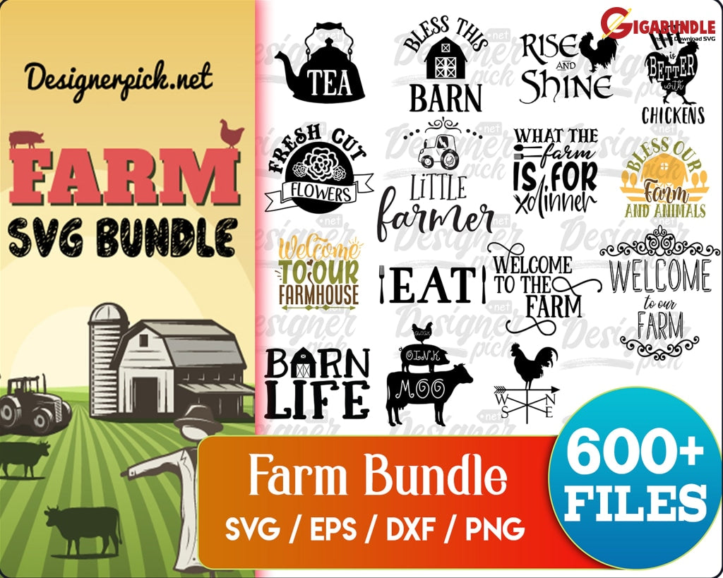 Farm Life Svg Bundle Svg Farmhouse Quotes Clipart Commercial Use Cut Files Dxf Png