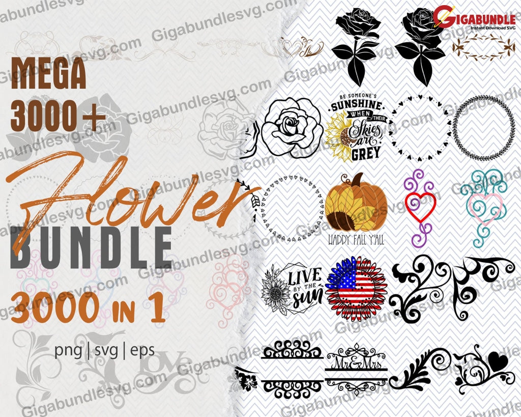 Flower Bundle Svg Png Dxf Eps