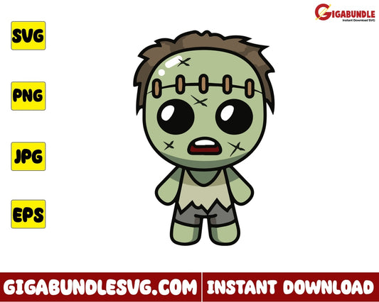 Frankenstein Svg Chibi Horror Character Halloween - Instant Download