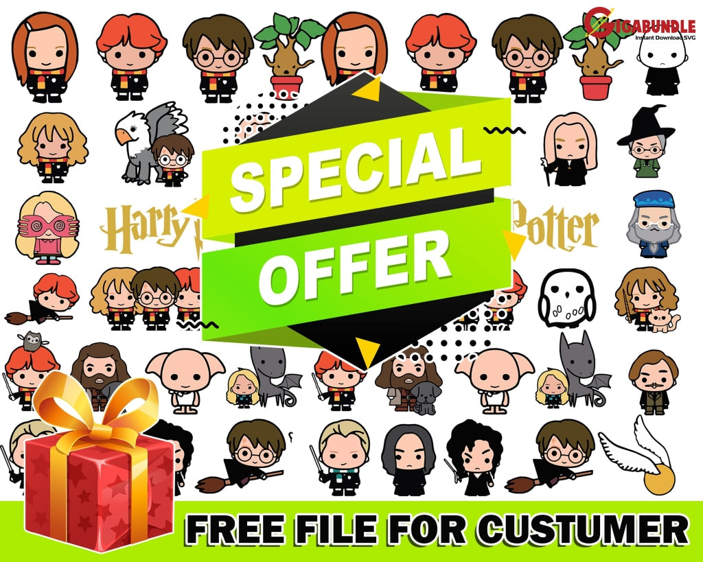 Free File-Harry Potter Cute Bundle Svg Png Dxf Eps