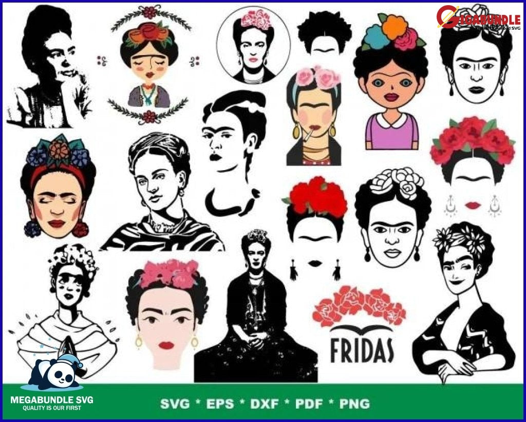 Frida Kahlo Svg Bundle 150+ Png Dxf Eps 3.0