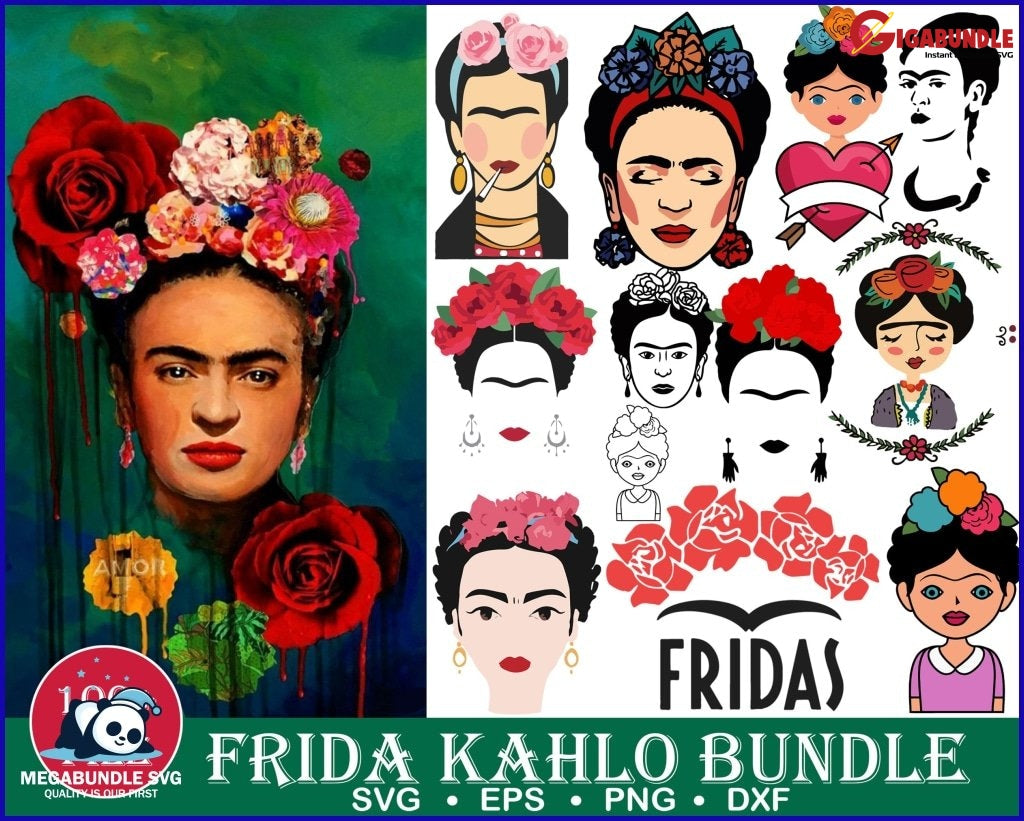Frida Kahlo Svg Bundle 100+ Png Dxf Eps 3.0