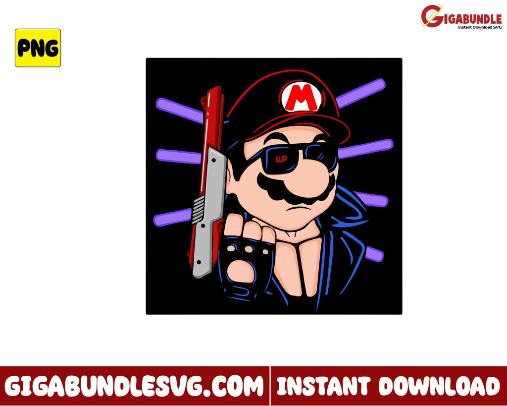 Gangsta Mario Png Game Super Disney - Instant Download