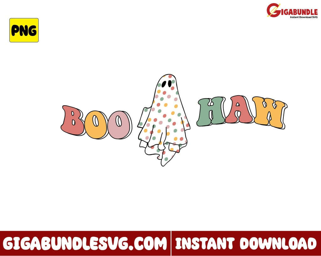 Ghost Boo Haw Png Retro Halloween - Instant Download