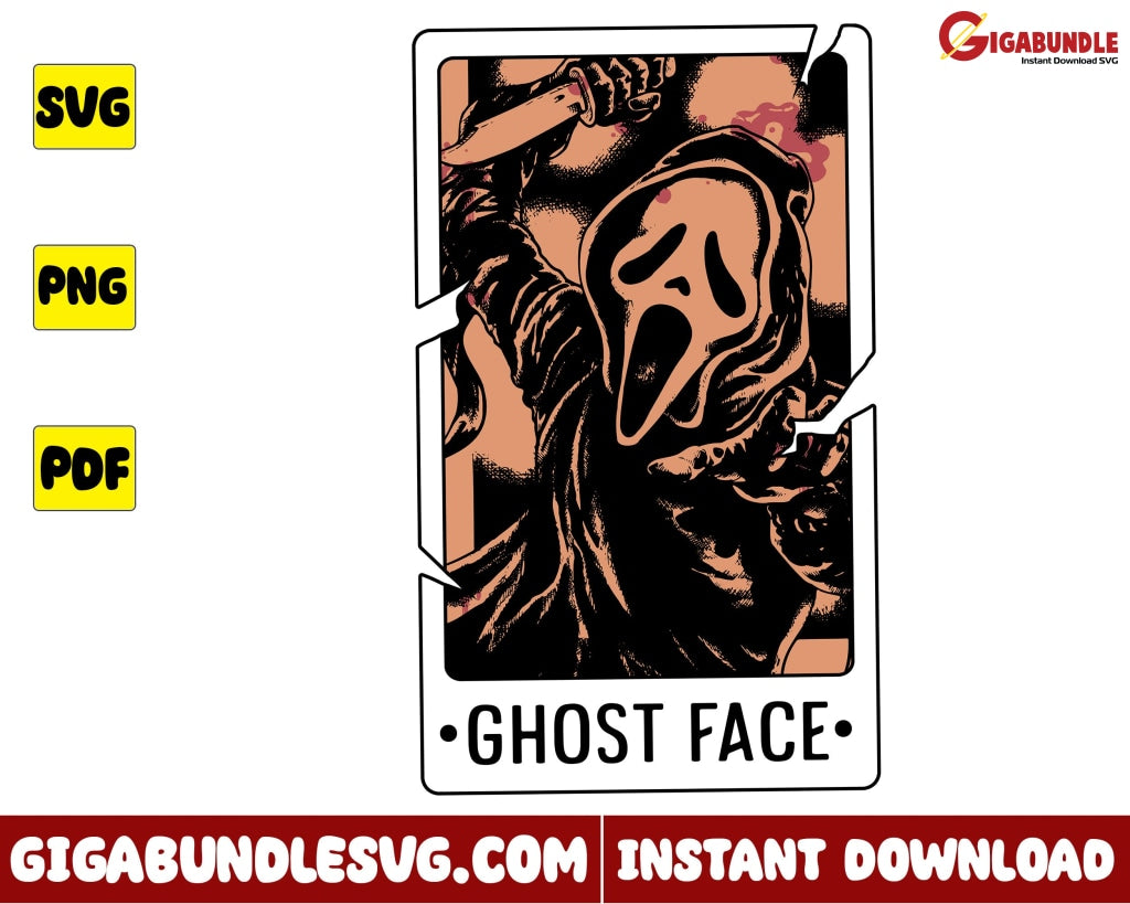 Ghost Face Svg Halloween Tarot Horror Character Svg- Instant Download