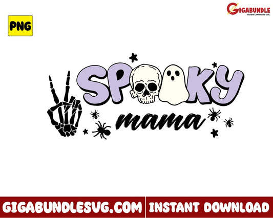 Ghost Png And Skull Spooky Mama Retro Halloween - Instant Download