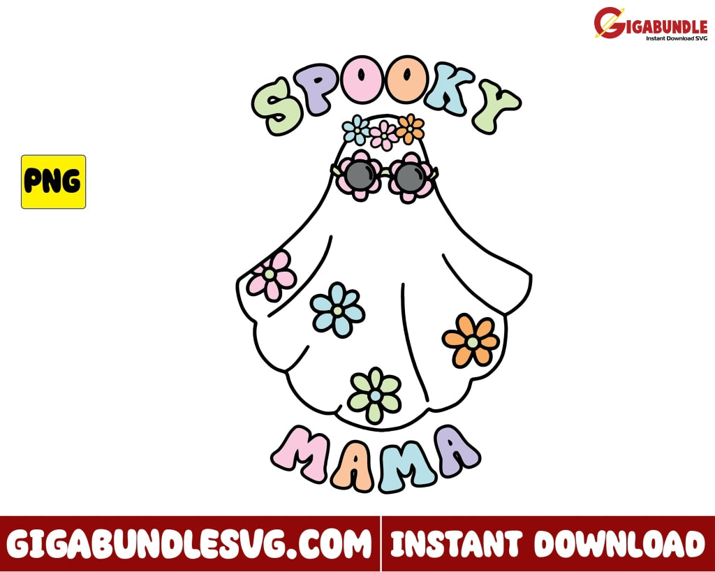 Ghost Png Spooky Mama Retro Halloween - Instant Download