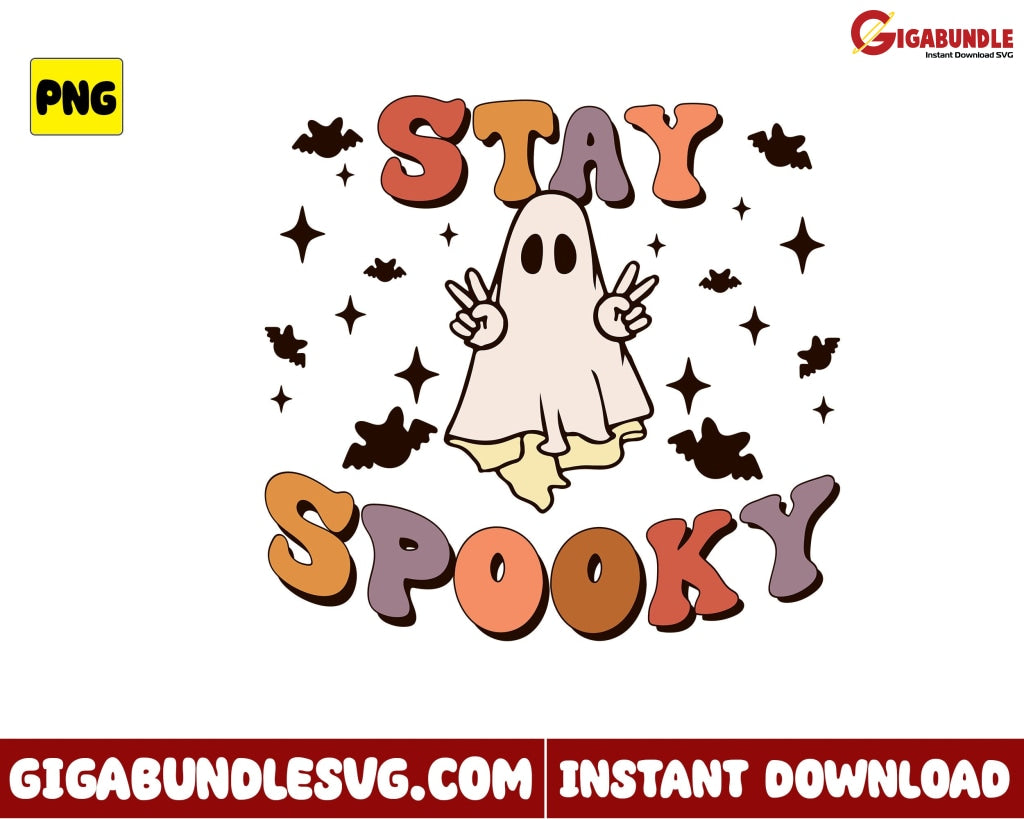 Ghost Say Hi Png Stay Spooky Retro Halloween - Instant Download