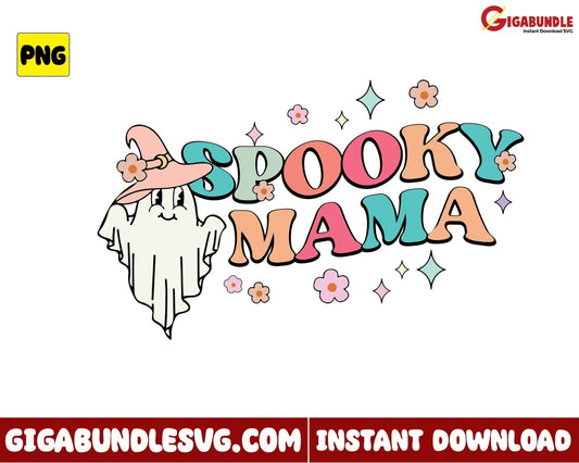 Ghost Spooky Mama Png Cute Retro Halloween - Instant Download