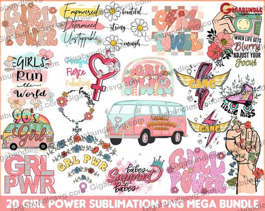 Girl Power Sunblimation Png Bundle- Digital Download