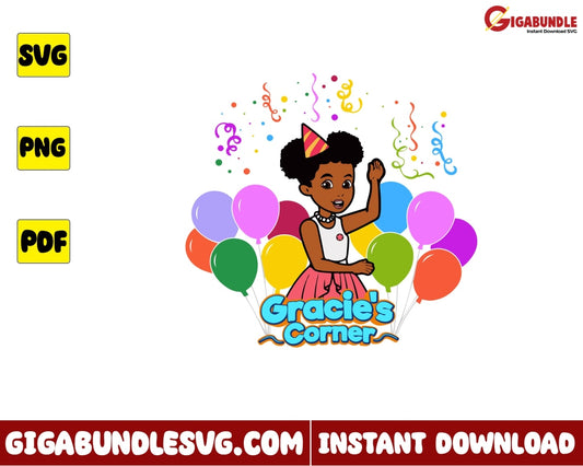 Gracies Corner Birthday Svg Girl - Instant Download