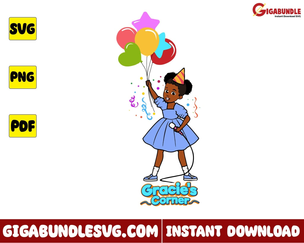 Gracies Corner Party Svg Birthday Girl Cartoon - Instant Download