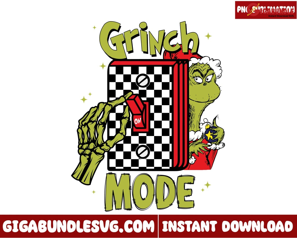 Grinch Mode Png Retro Christmas Png - Instant Download