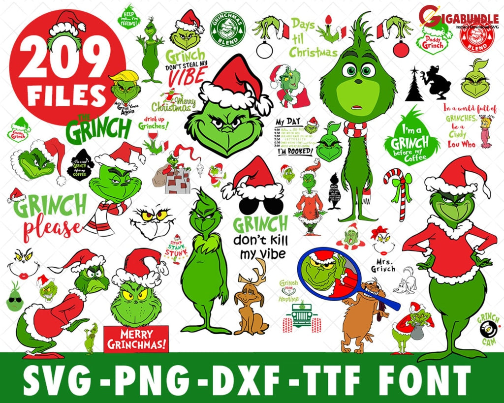 Grinch Svg Files Free For Cricut Silhouette Face Hand The Bundle Christmas