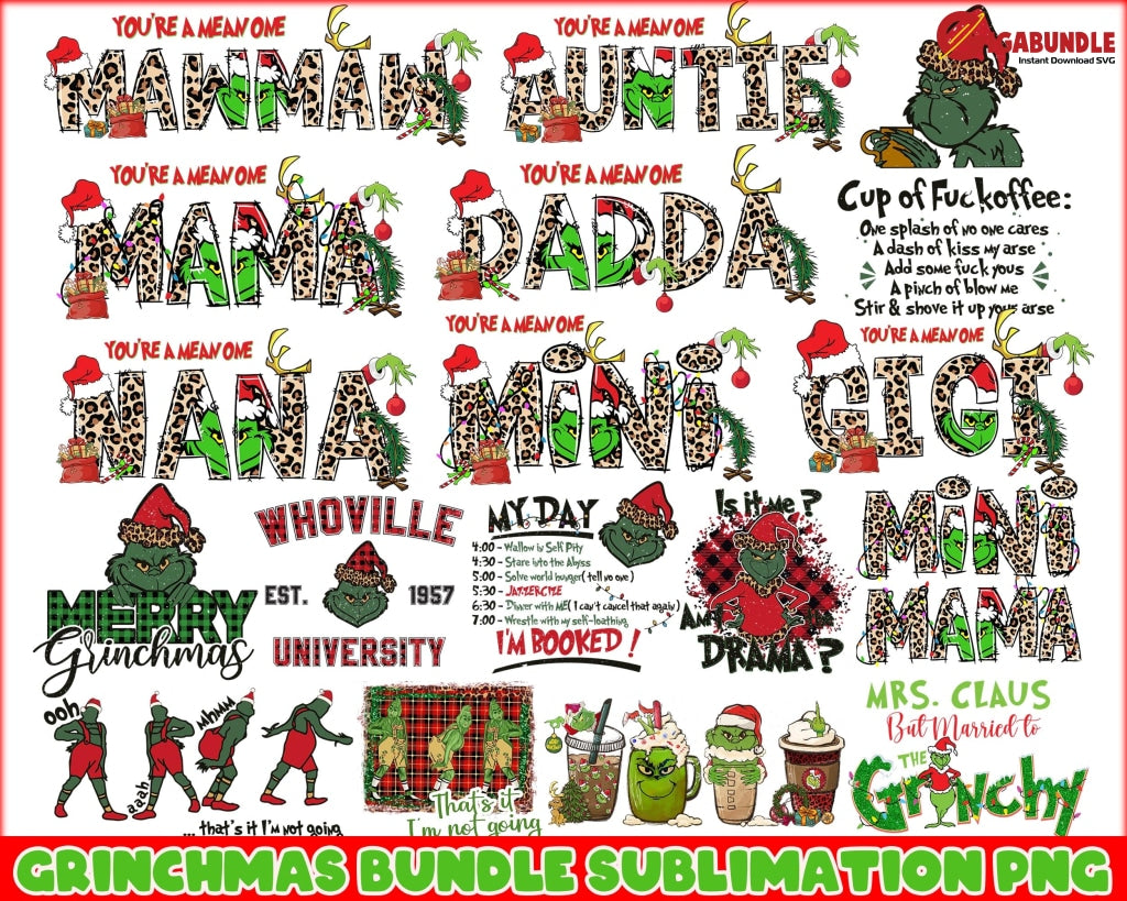 Grinchmas Png Bundle Christmas Png Merry Digital Download