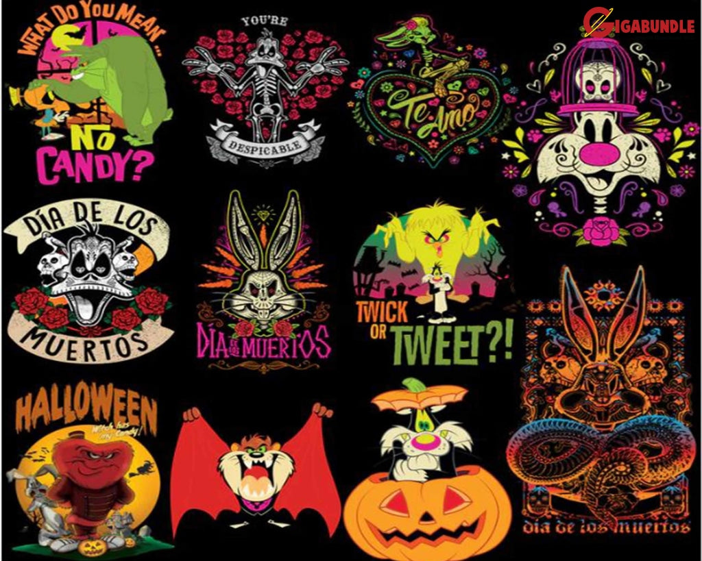 Halloween Cartoon Designs Bundle Png Day Of Dead Png