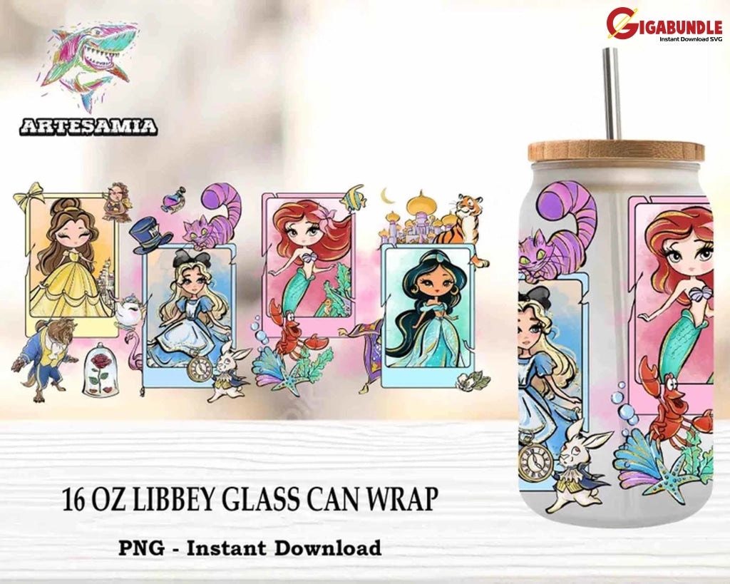 Halloween Cartoon Glass Wrap Png Princess Characters Libbey Can Svg