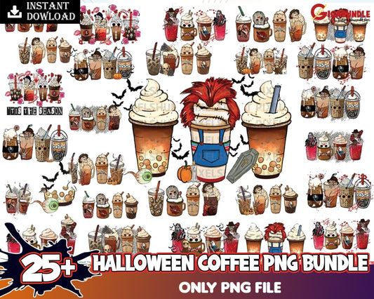 Halloween Coffee Png Bundle Horror Png Scream Ghostface Freddy Krueger Jason Michael Myers File
