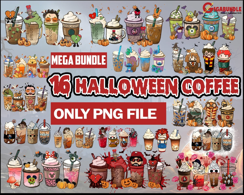 Halloween Coffee Png Bundle Horror Png Scream Ghostface Freddy Krueger Jason Michael Myers File Bad