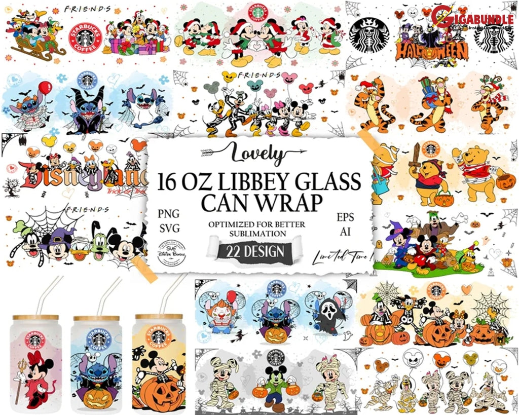 Halloween Libbey Glass Can Wrap Bundle Svg 16Oz Glass Can Wrap Png