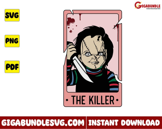 Halloween Tarot Svg Chucky Horror Character - Instant Download