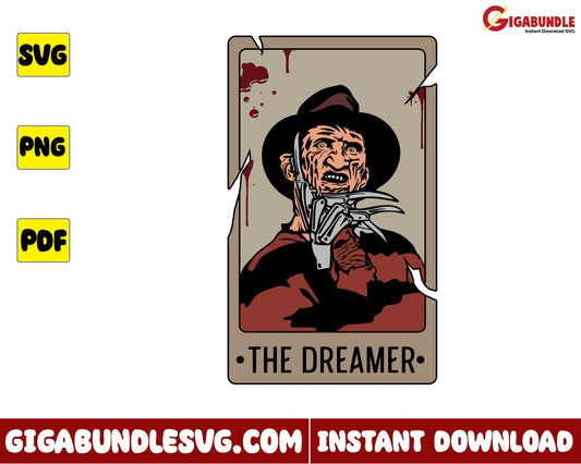 Halloween Tarot Svg Freddy Krueger Horror Character Svg- Instant Download