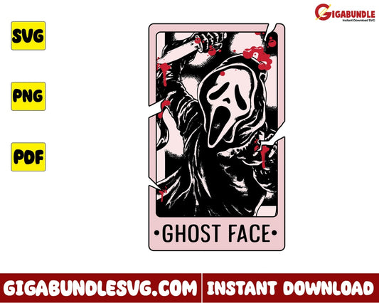 Halloween Tarot Svg Ghost Face Horror Character Svg- Instant Download