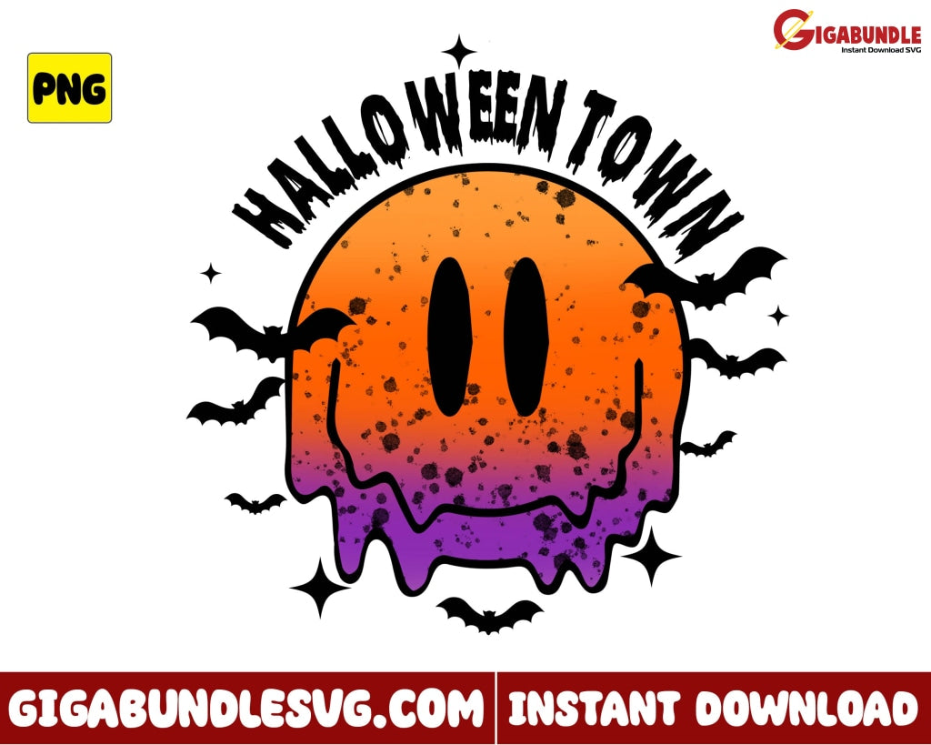 Halloweentown Png Bat Smile Face Retro Halloween - Instant Download