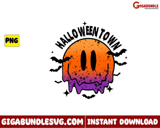 Halloweentown Png Smiley Face Retro Halloween - Instant Download