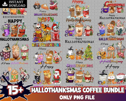 Happy Hallothanksmas Coffee Png Fall Pumpkin Spice Halloween Drink Christmas Latte Png Files Jgxp