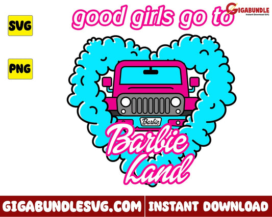 Heart Svg Barbie Land Girl Cartoon - Instant Download