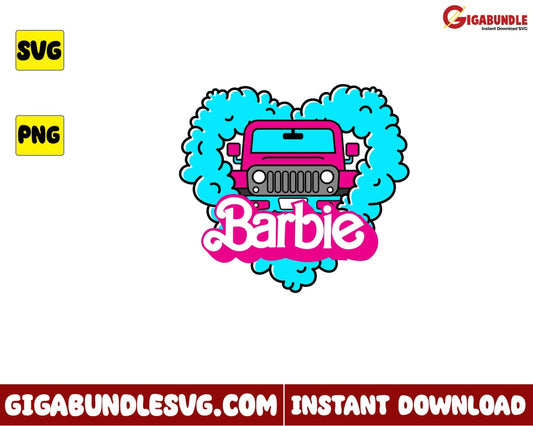 Heart Svg Car Barbie Land Girl Cartoon - Instant Download