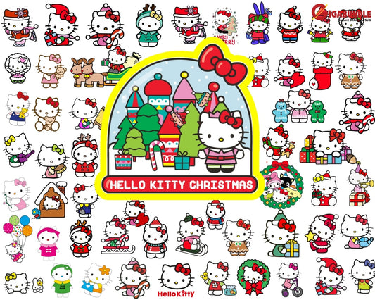 Hello Cat Christmas Svg Png Layered Cartoon Files For Cricut Instant Download