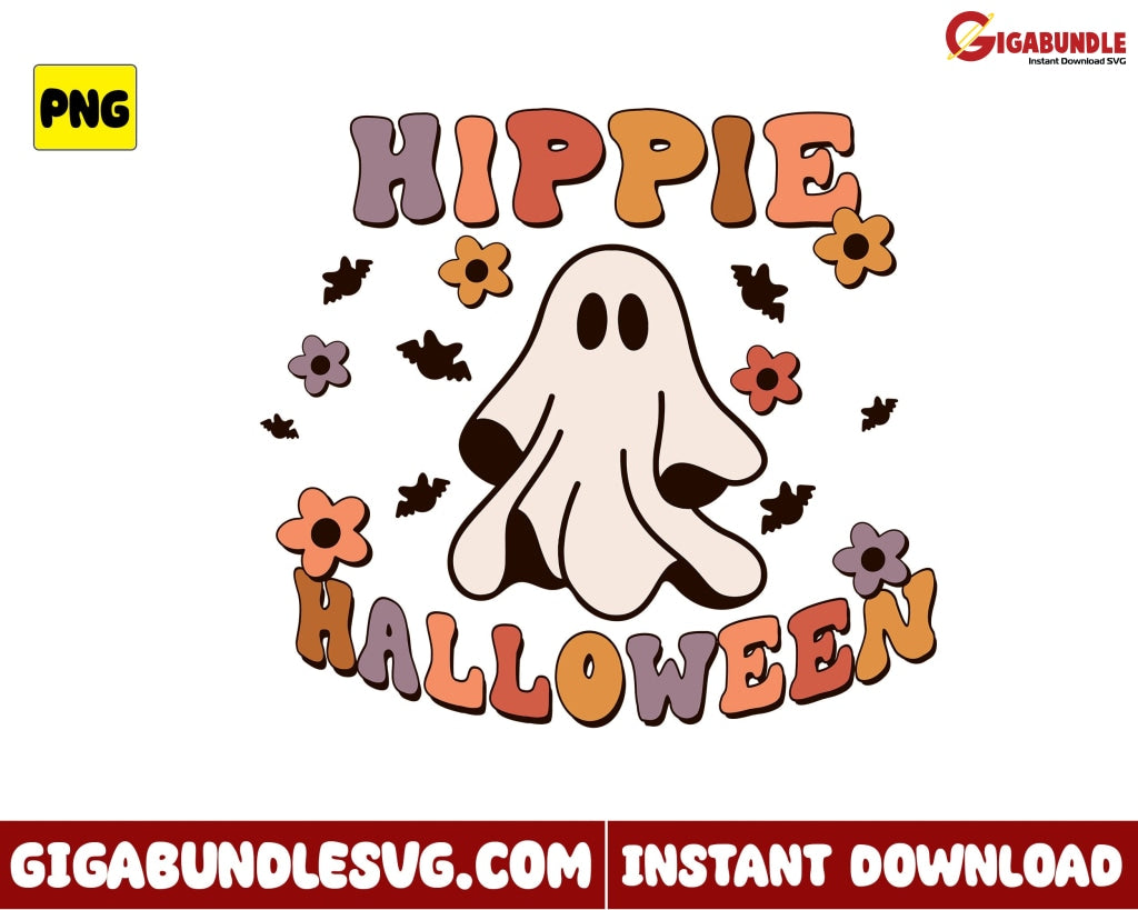 Hippie Halloween Png Ghost Flower Retro - Instant Download