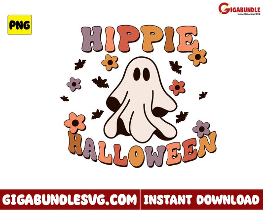 Hippie Halloween Png Ghost Flower Retro - Instant Download