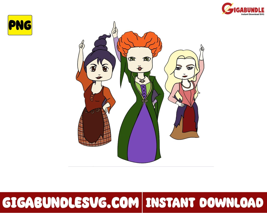 Hocus Pocus Png Witch Chibi Sanderson Sister Halloween - Instant Download