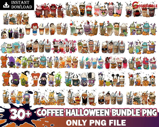 Horror Coffee Png Halloween Latte Mega Bundle Tis The Season Fall Png Pumpkin Spice Iced Digital