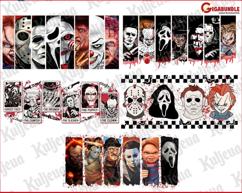 Horror Killer 16Oz Glass Can Wrap Instant Download