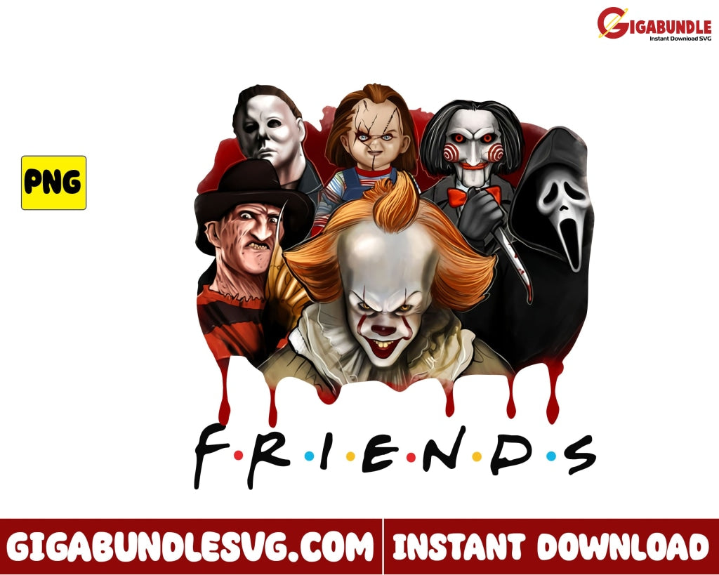 Horror Movies Friends Png Blood Character Halloween - Instant Download